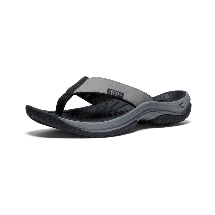 Men's Kona Leather Flip-Flop  |  Steel Grey/Black