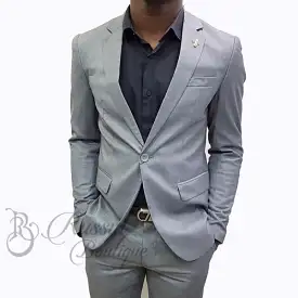 Men's Suit with Single Button |Grey