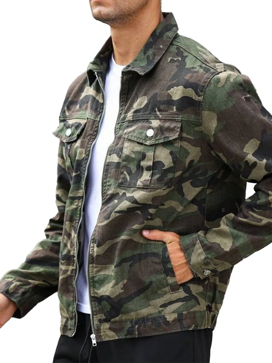 Men's Vintage Camouflage Multi-Pocket Jacket