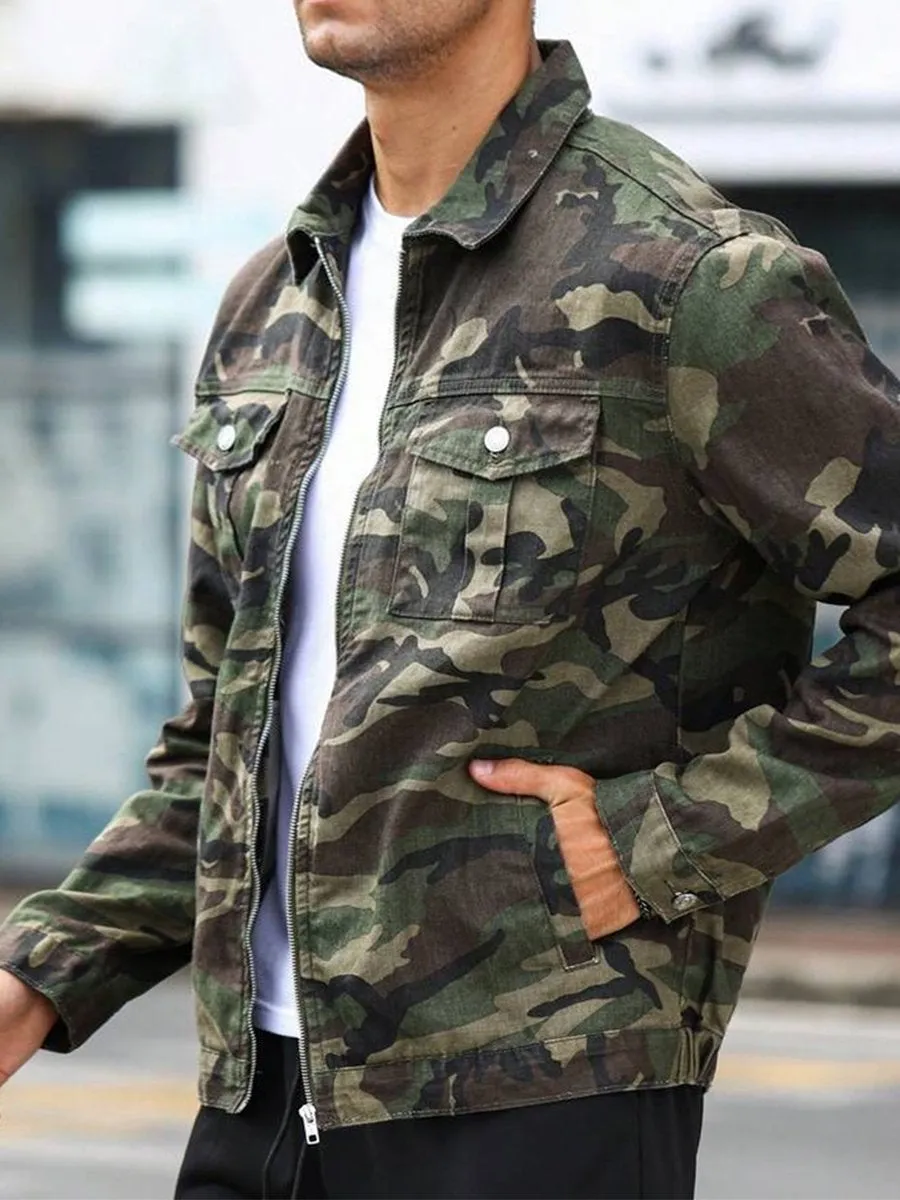 Men's Vintage Camouflage Multi-Pocket Jacket