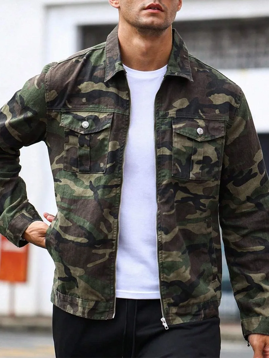 Men's Vintage Camouflage Multi-Pocket Jacket