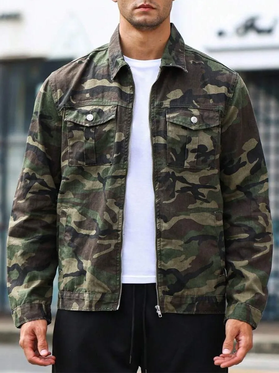 Men's Vintage Camouflage Multi-Pocket Jacket