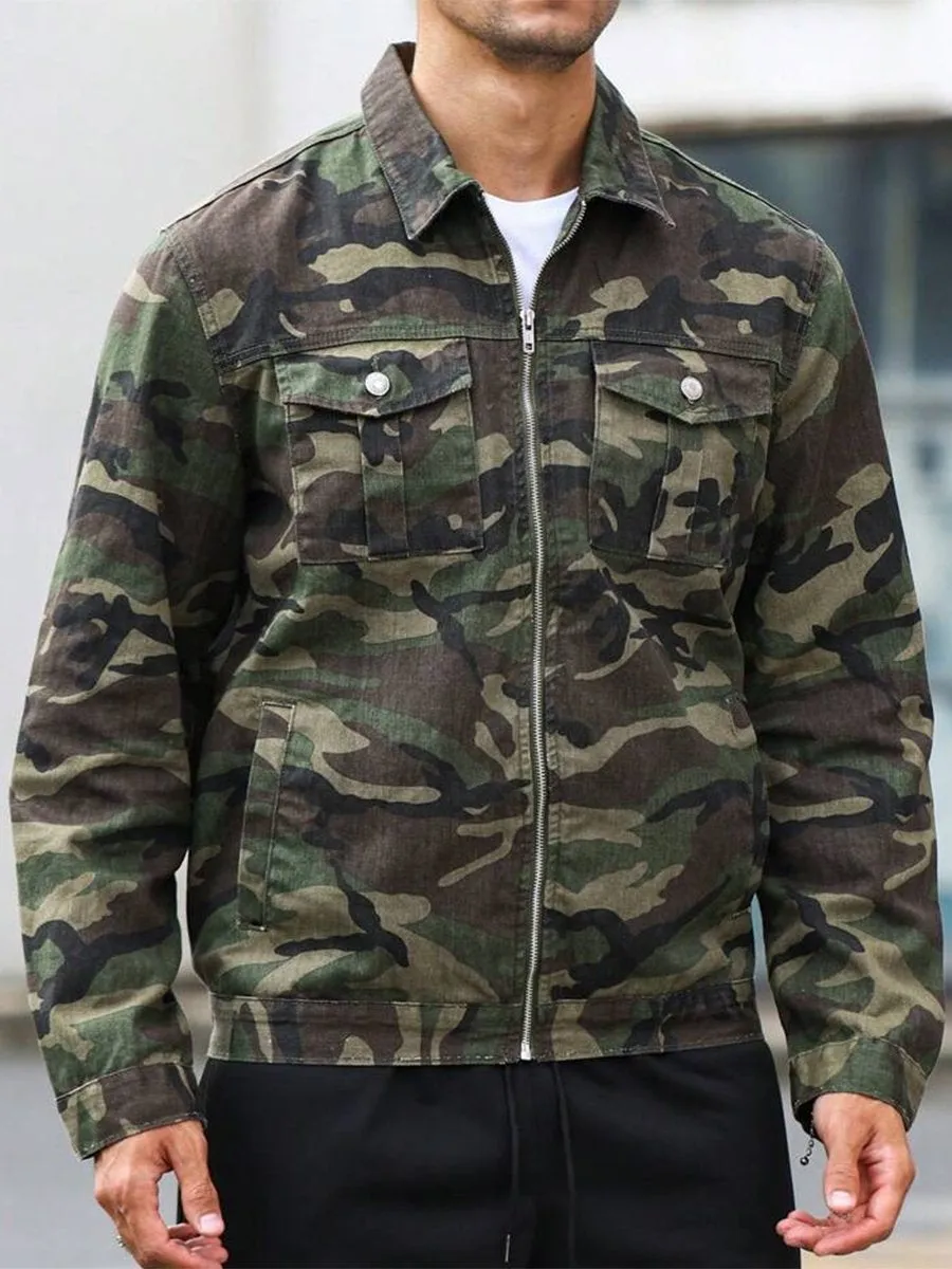 Men's Vintage Camouflage Multi-Pocket Jacket