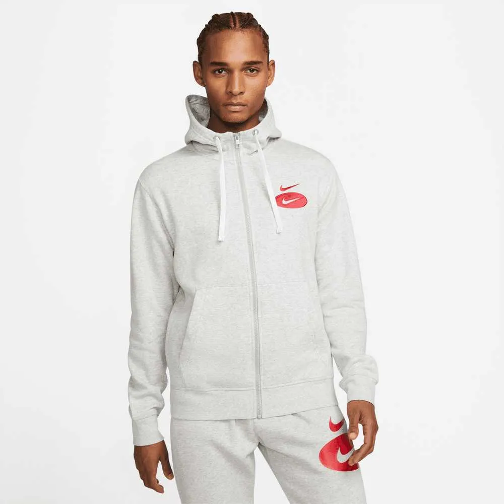 Nike Sportswear Oval Swoosh Zip Hoodie Grey