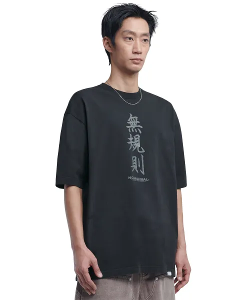 NOMANUAL  |Street Style U-Neck Plain Cotton Short Sleeves Logo T-Shirts