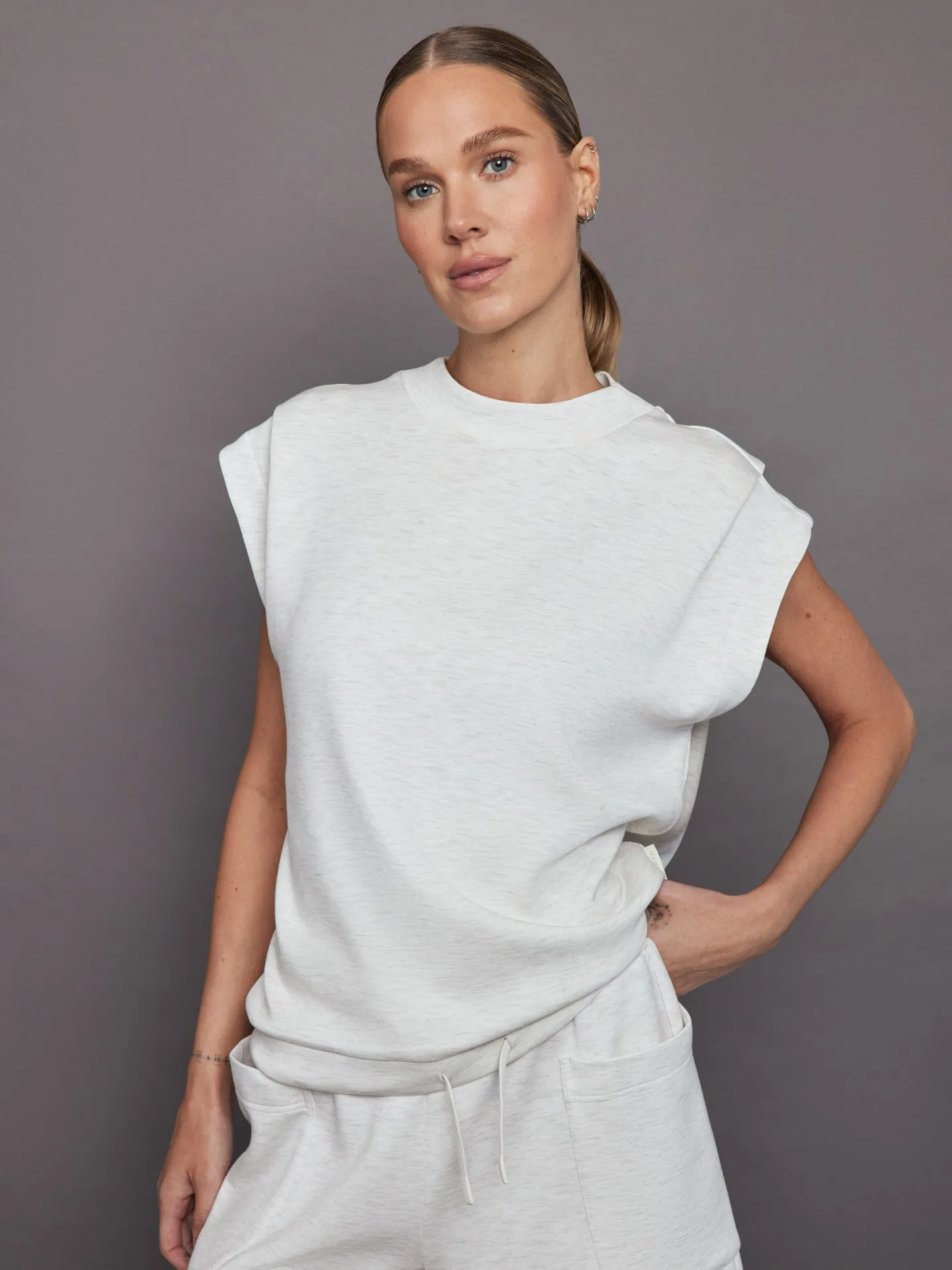 Otis Sleeveless Sweat - Ivory Marl