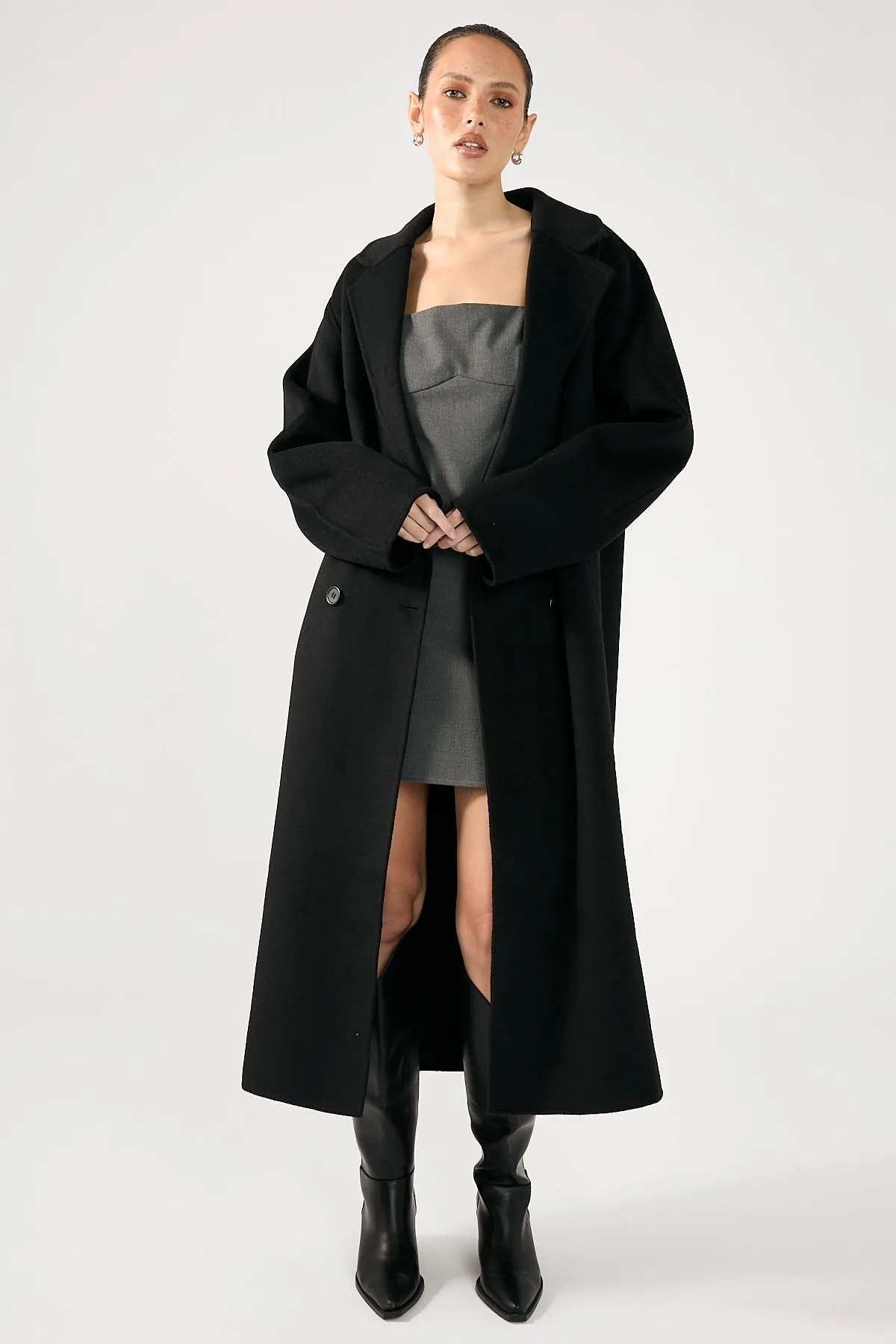 Perfect Stranger Asher Long Line Coat Black