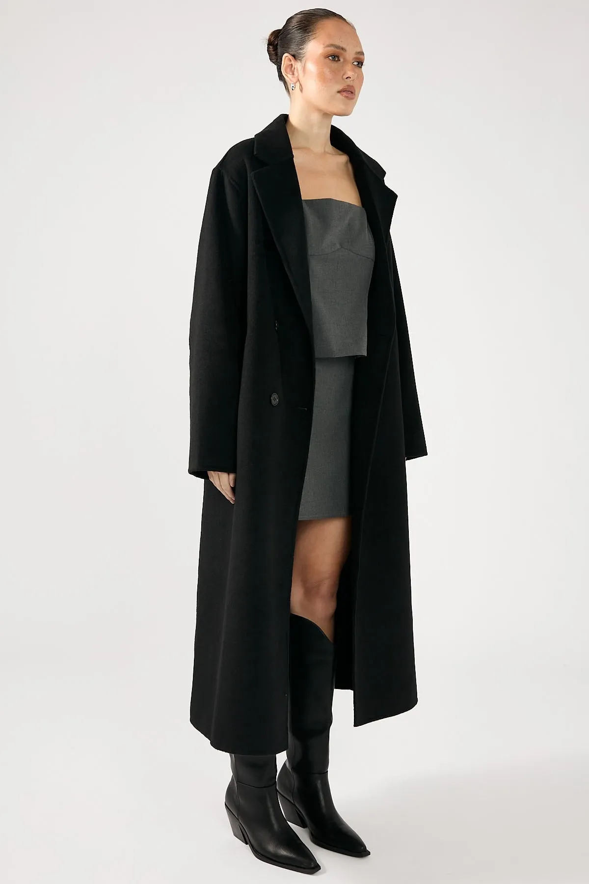 Perfect Stranger Asher Long Line Coat Black