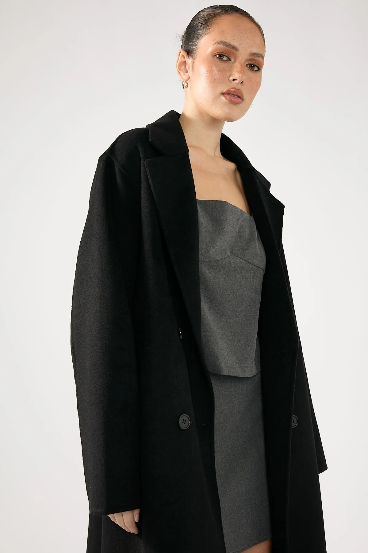 Perfect Stranger Asher Long Line Coat Black