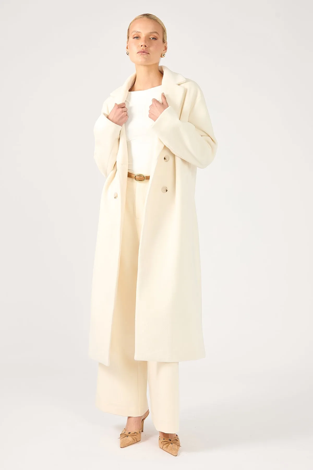 Perfect Stranger Ultimatum Long Line Coat Cream