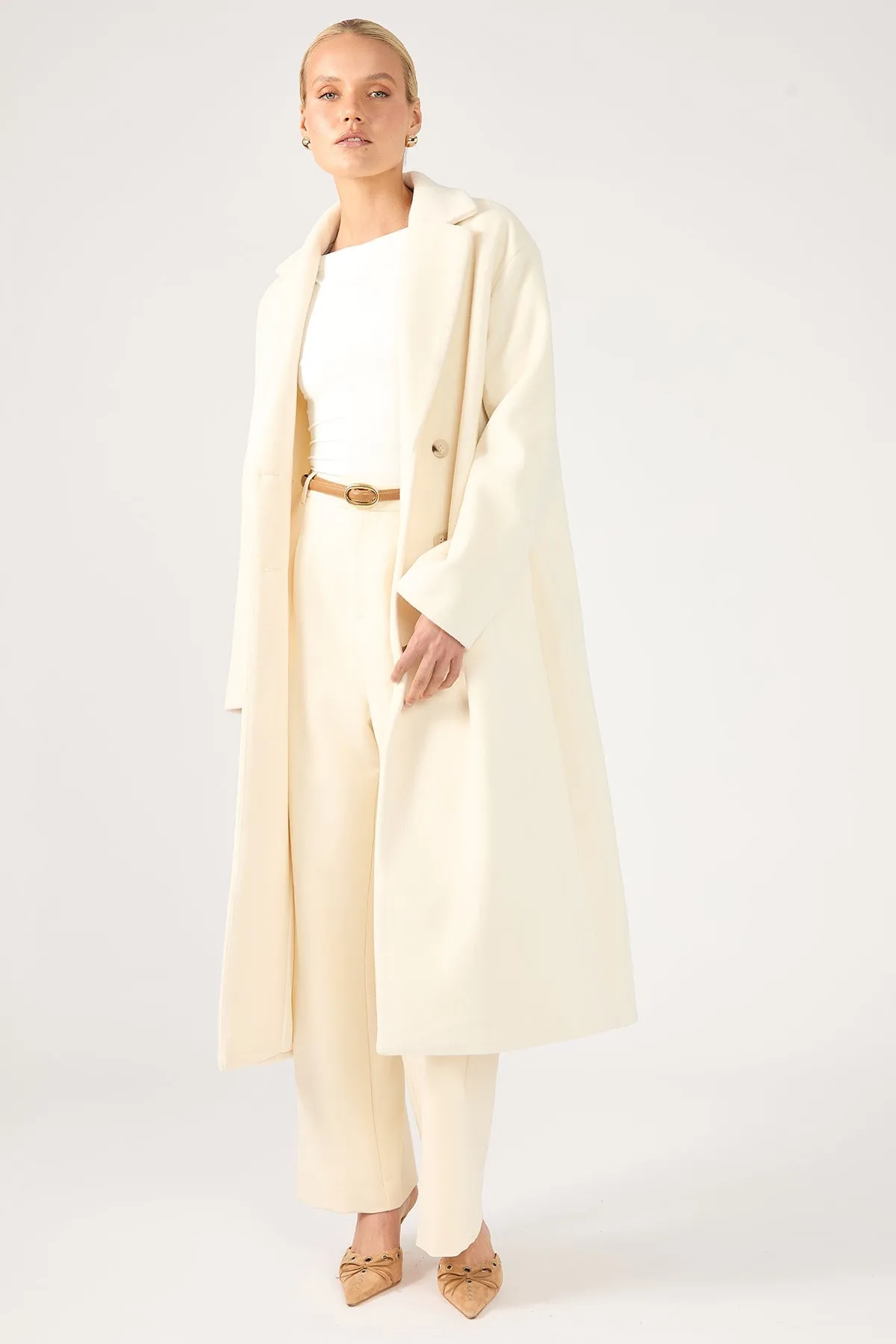 Perfect Stranger Ultimatum Long Line Coat Cream