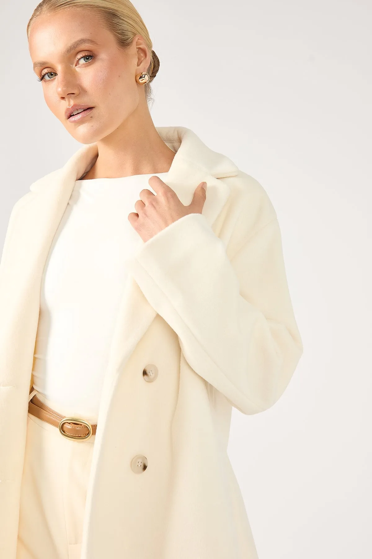 Perfect Stranger Ultimatum Long Line Coat Cream