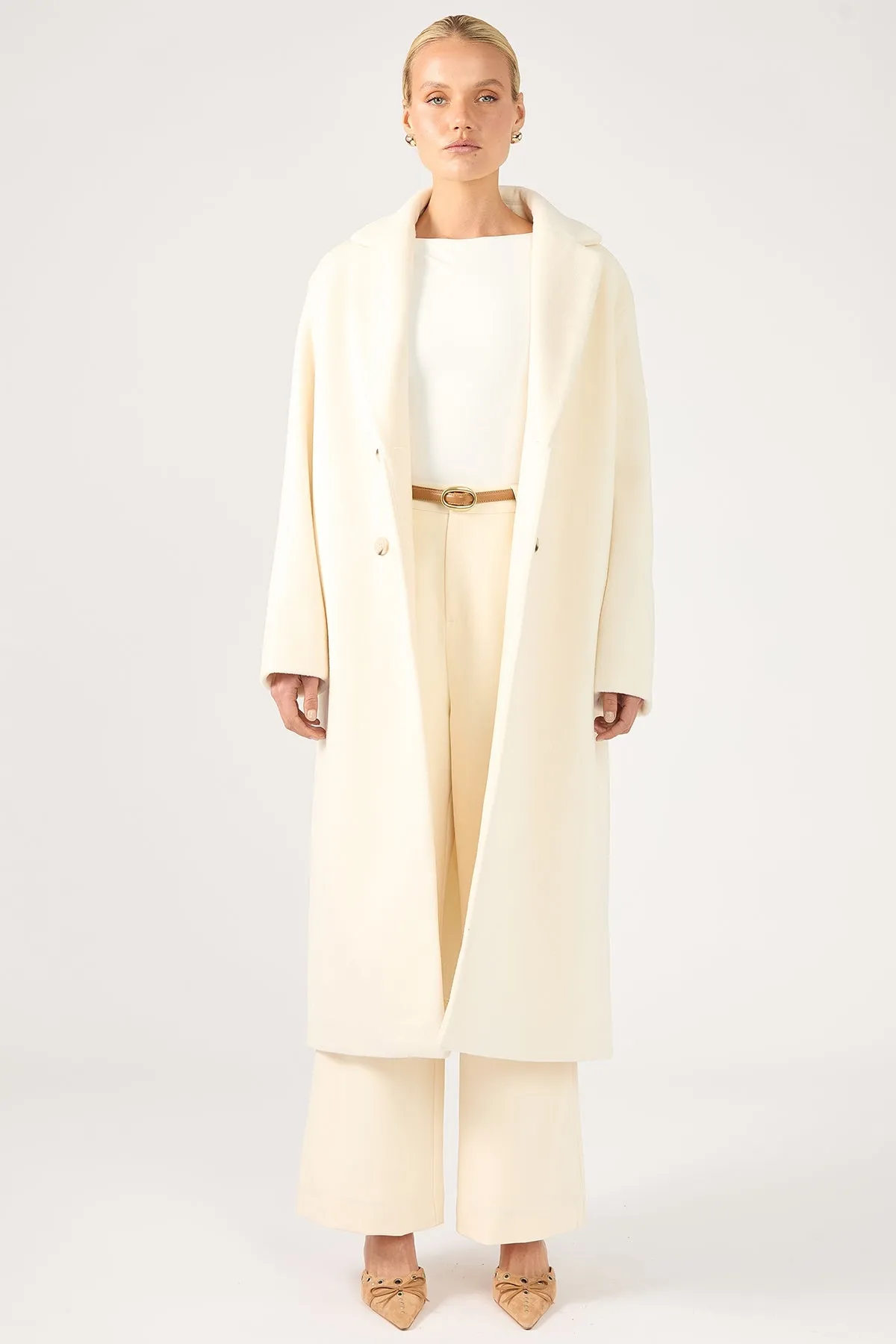 Perfect Stranger Ultimatum Long Line Coat Cream