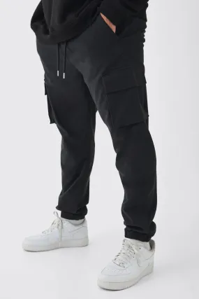 Plus Slim Fit Elasticated Waist Cuffed Cargo Trousers