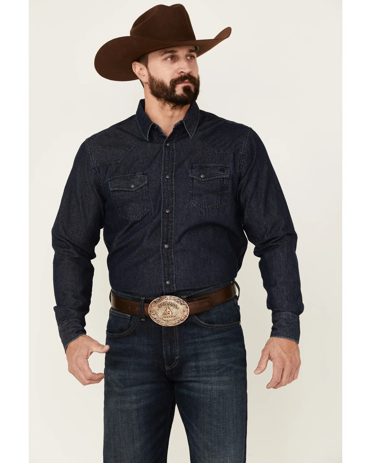 Product Name:  Blue Ranchwear Men's Heavyweight Dark Wash Denim Snap Western Shirt