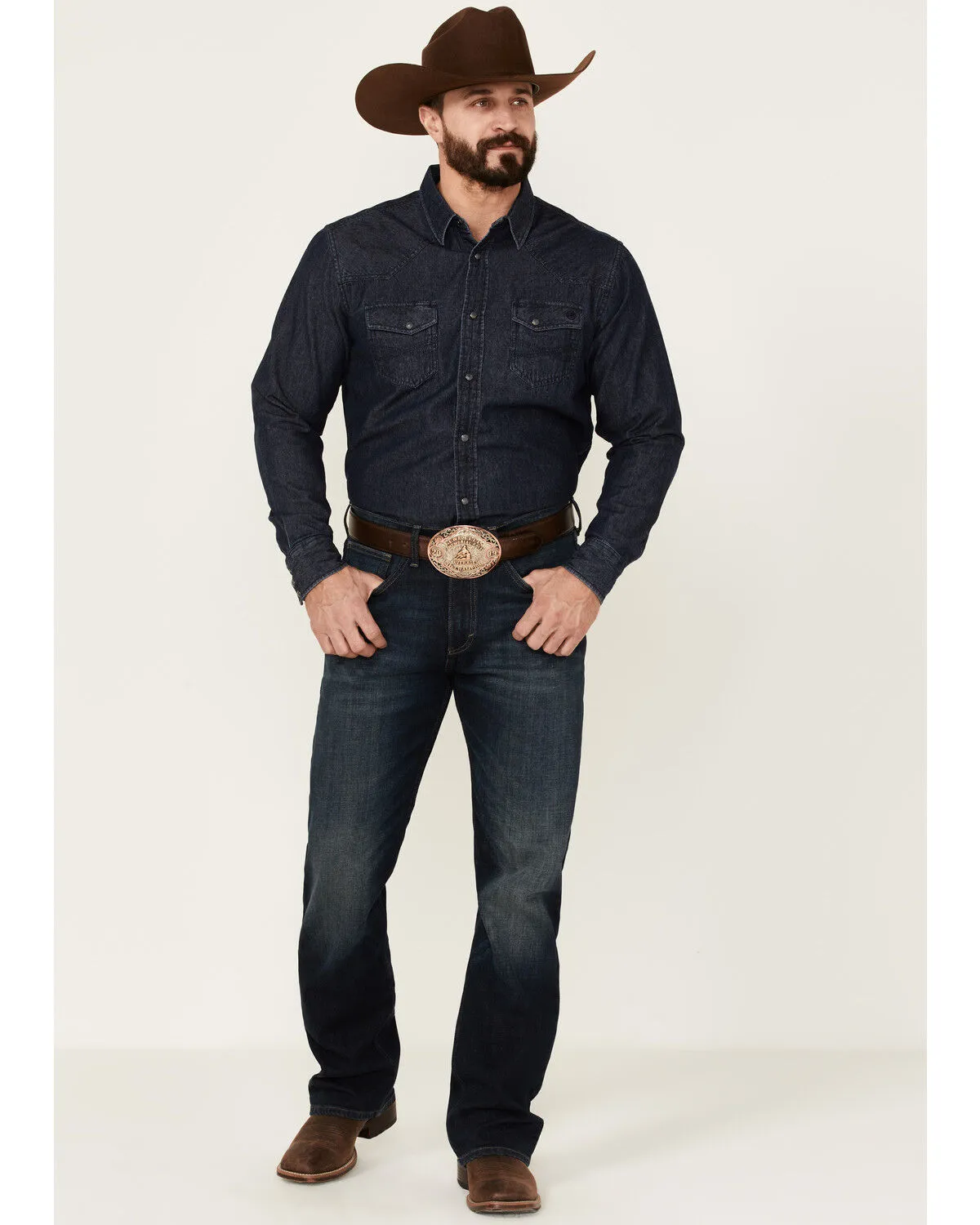 Product Name:  Blue Ranchwear Men's Heavyweight Dark Wash Denim Snap Western Shirt