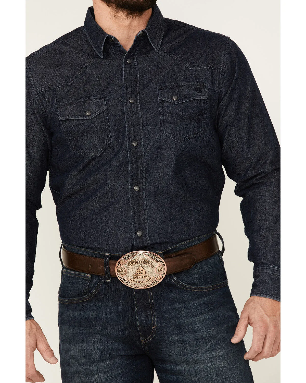 Product Name:  Blue Ranchwear Men's Heavyweight Dark Wash Denim Snap Western Shirt