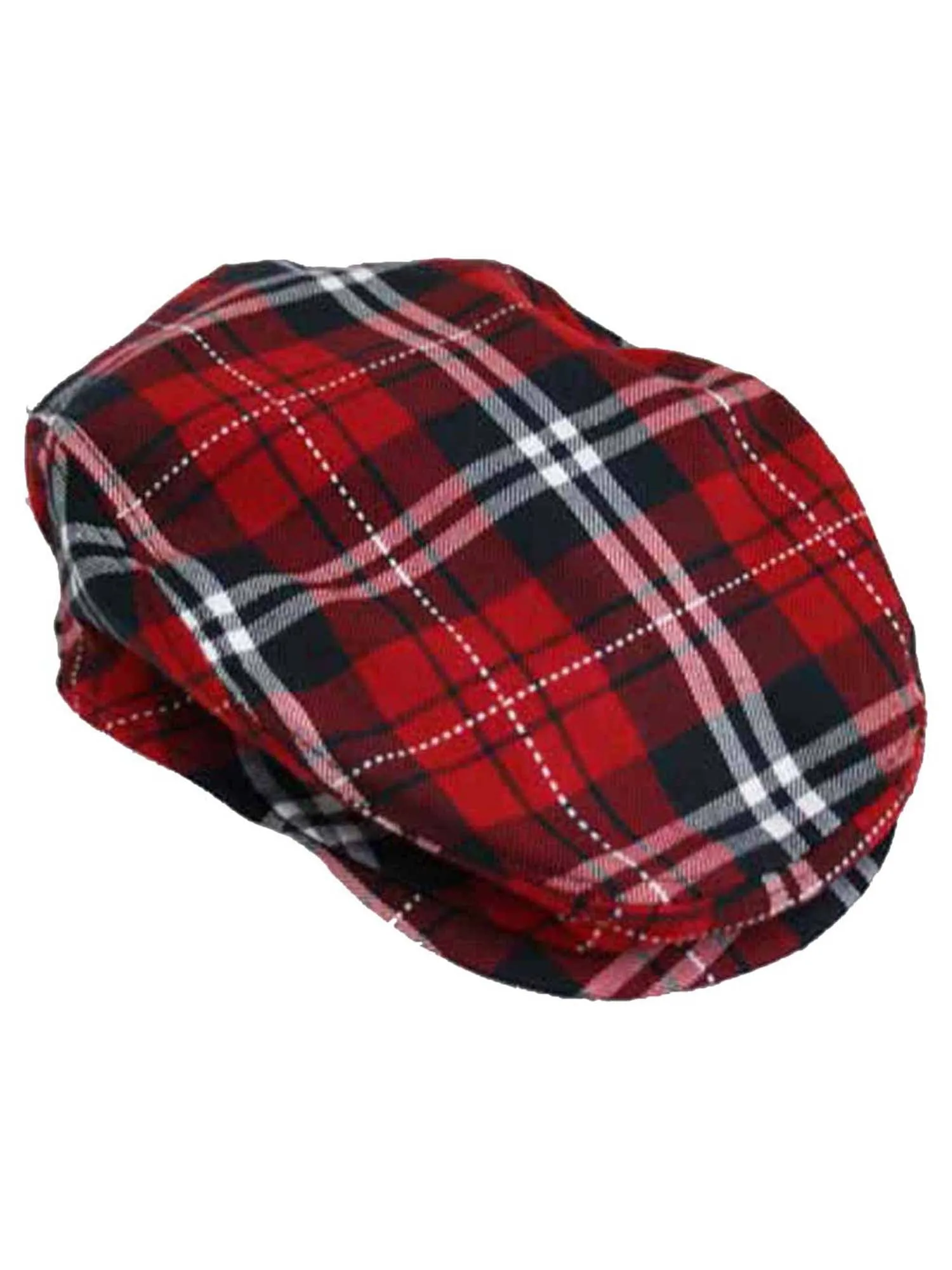 Red Plaid Snap Front Newsboy Golf Flat Ivy Cap Hat