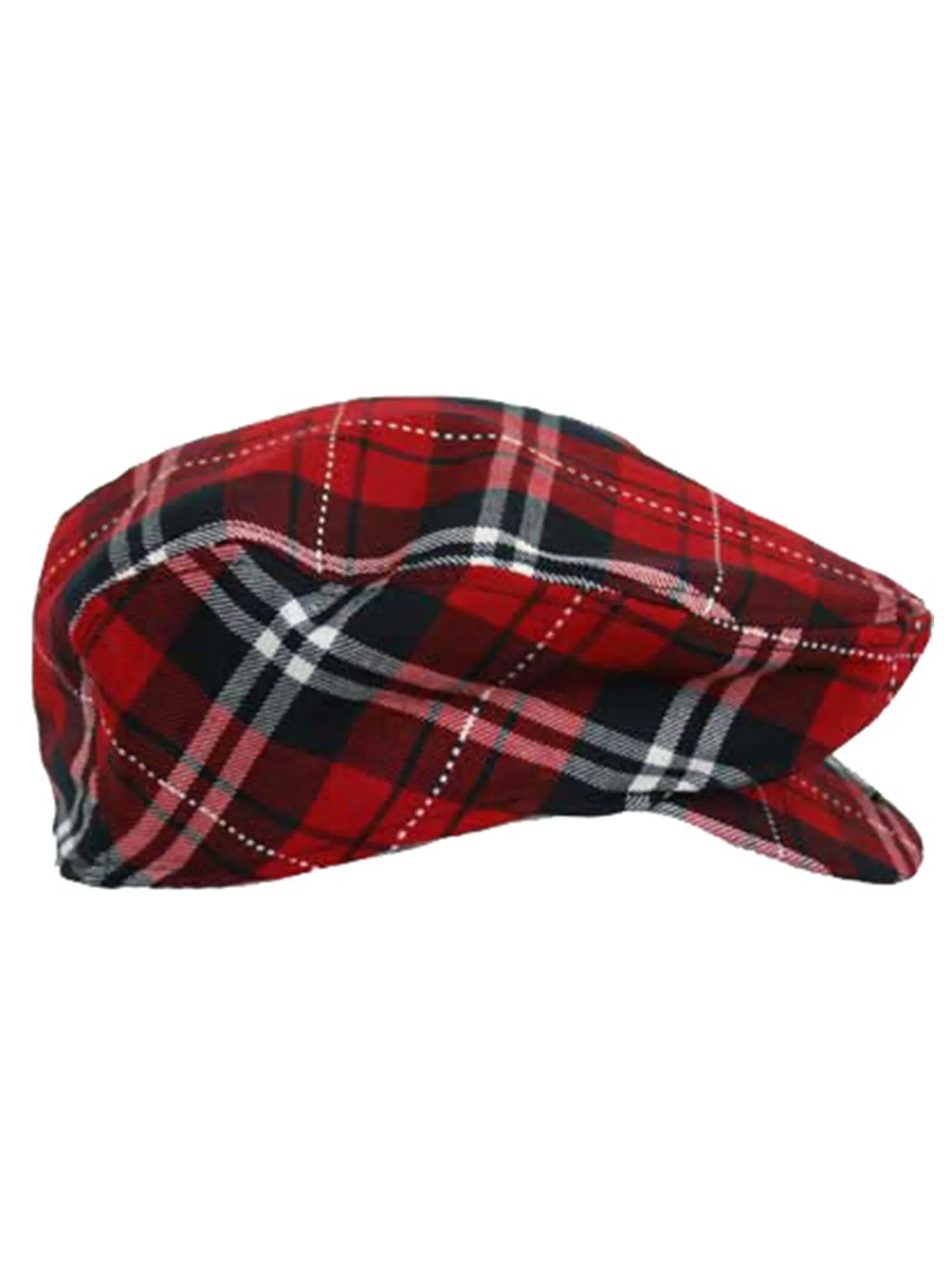 Red Plaid Snap Front Newsboy Golf Flat Ivy Cap Hat