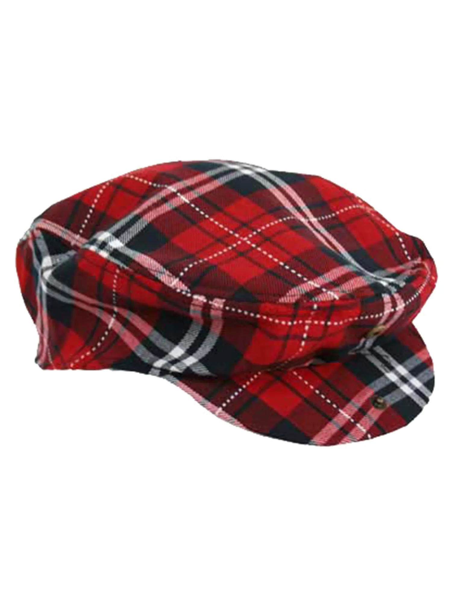 Red Plaid Snap Front Newsboy Golf Flat Ivy Cap Hat