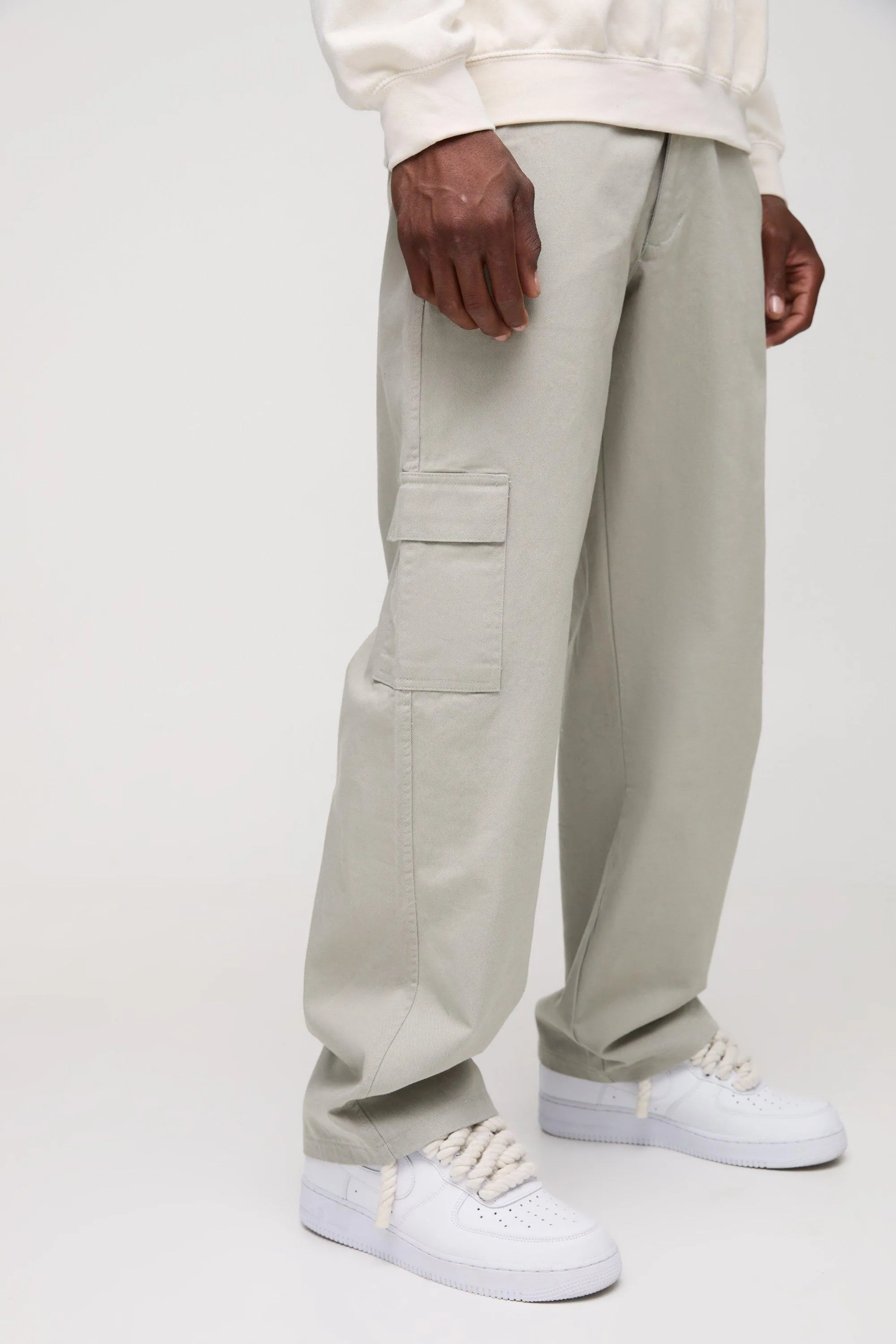 Relaxed Fit Fixed Waist Cargo Trousers