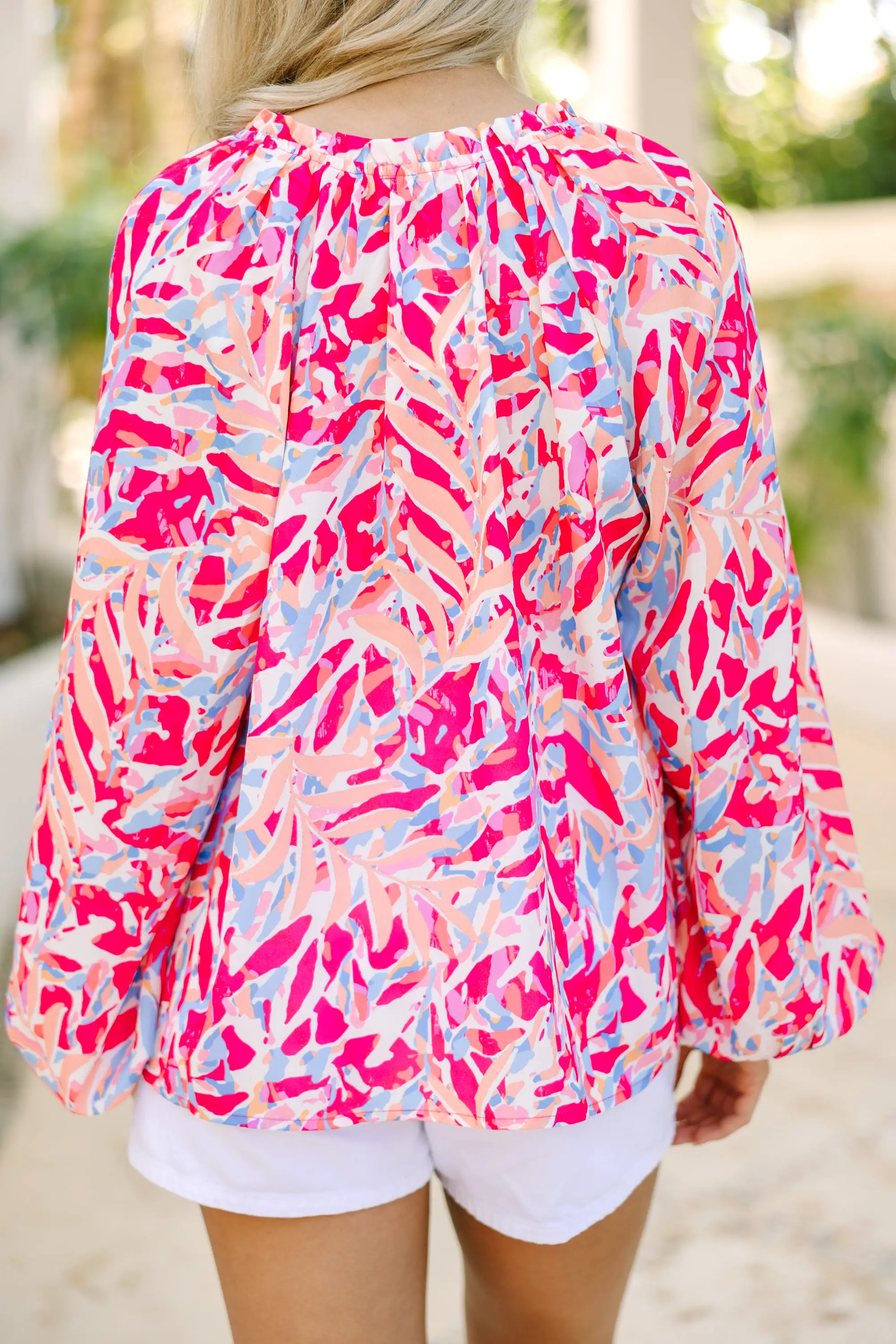 Running To You Fuchsia Pink Abstract Blouse