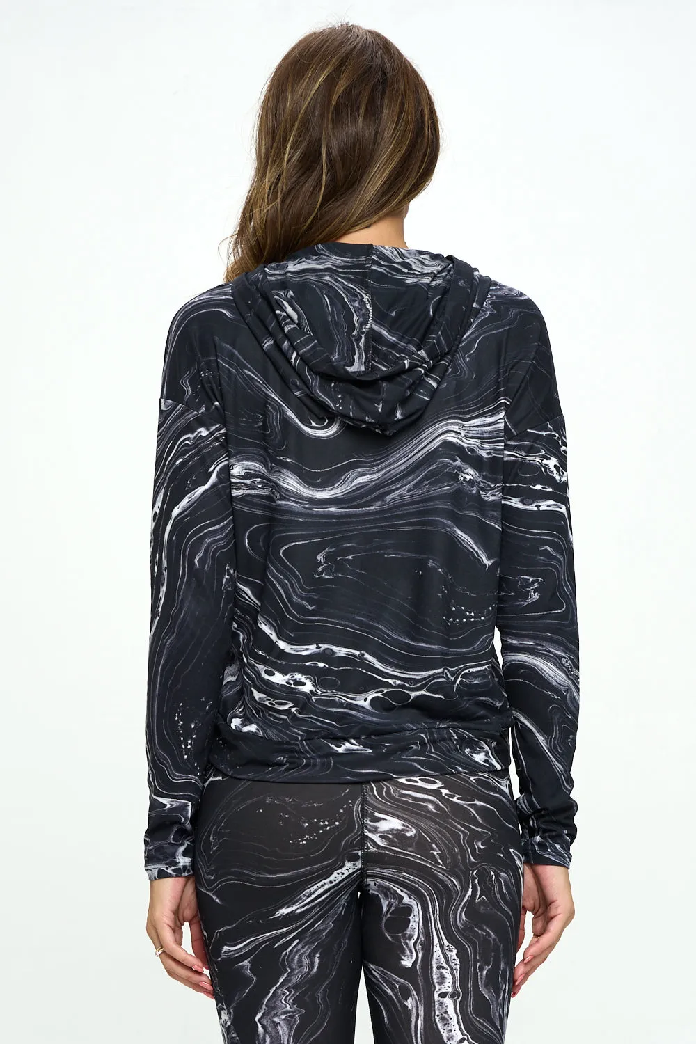 Sabeena - B/W Marble Hoodie - FINAL SALE