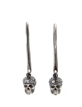 Skull Stick Earrings, Hematite