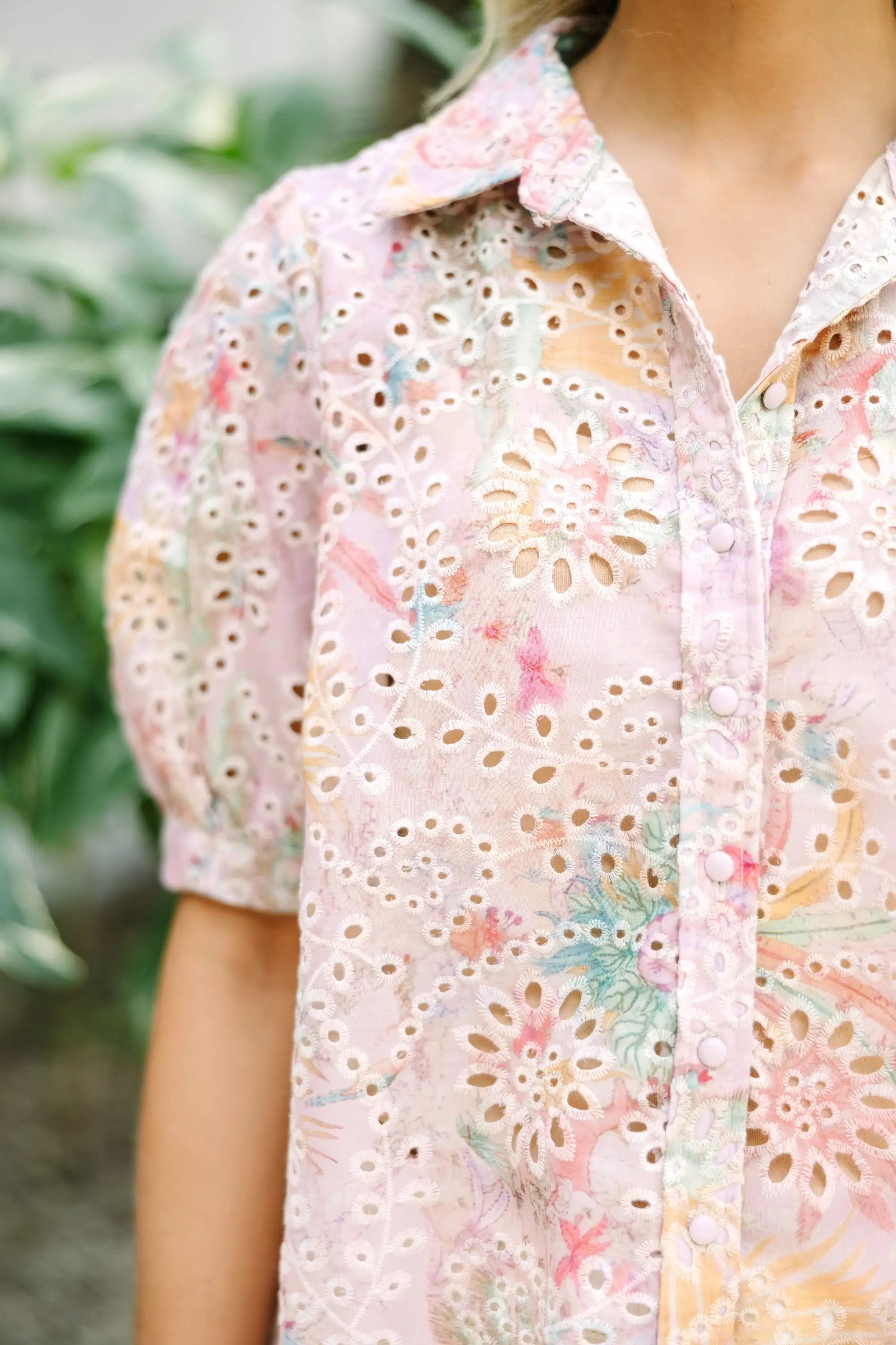 Sounds Of Joy Pink Eyelet Blouse