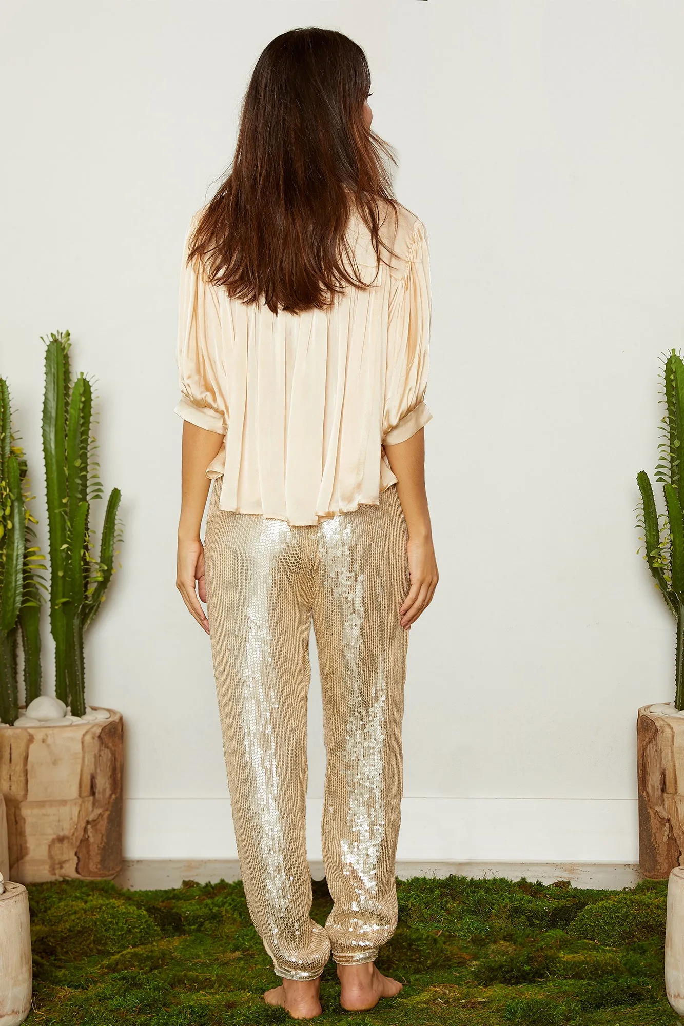 STORE ONLY - JULIETA PANTS - White/Gold Sequence