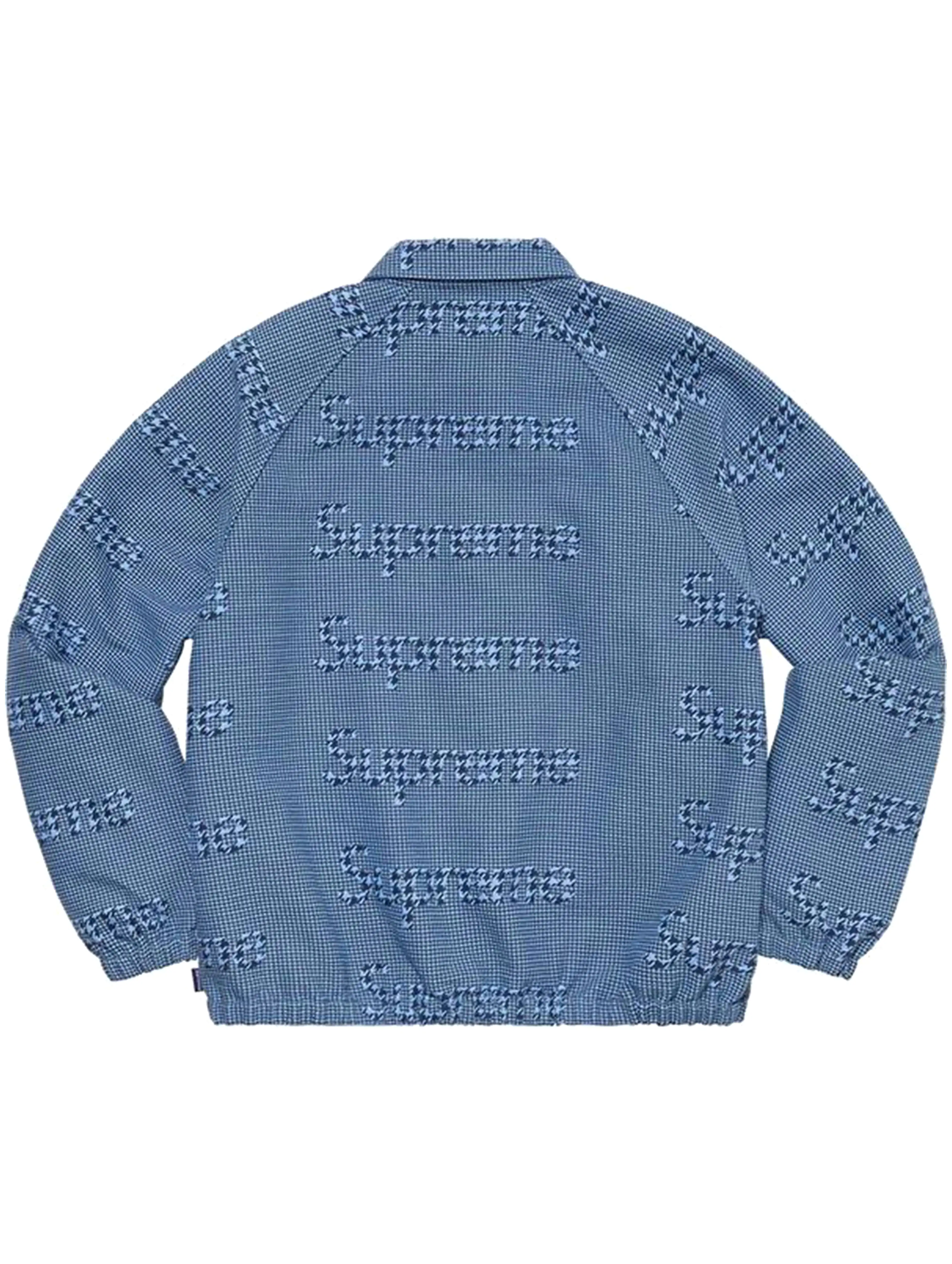 Supreme Houndstooth Logos Snap Front Jacket Blue [FW20]