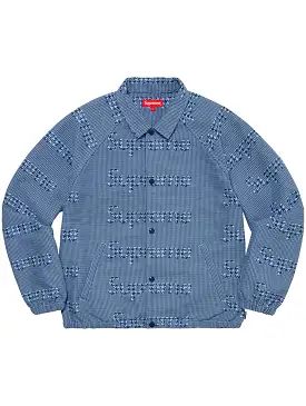 Supreme Houndstooth Logos Snap Front Jacket Blue [FW20]