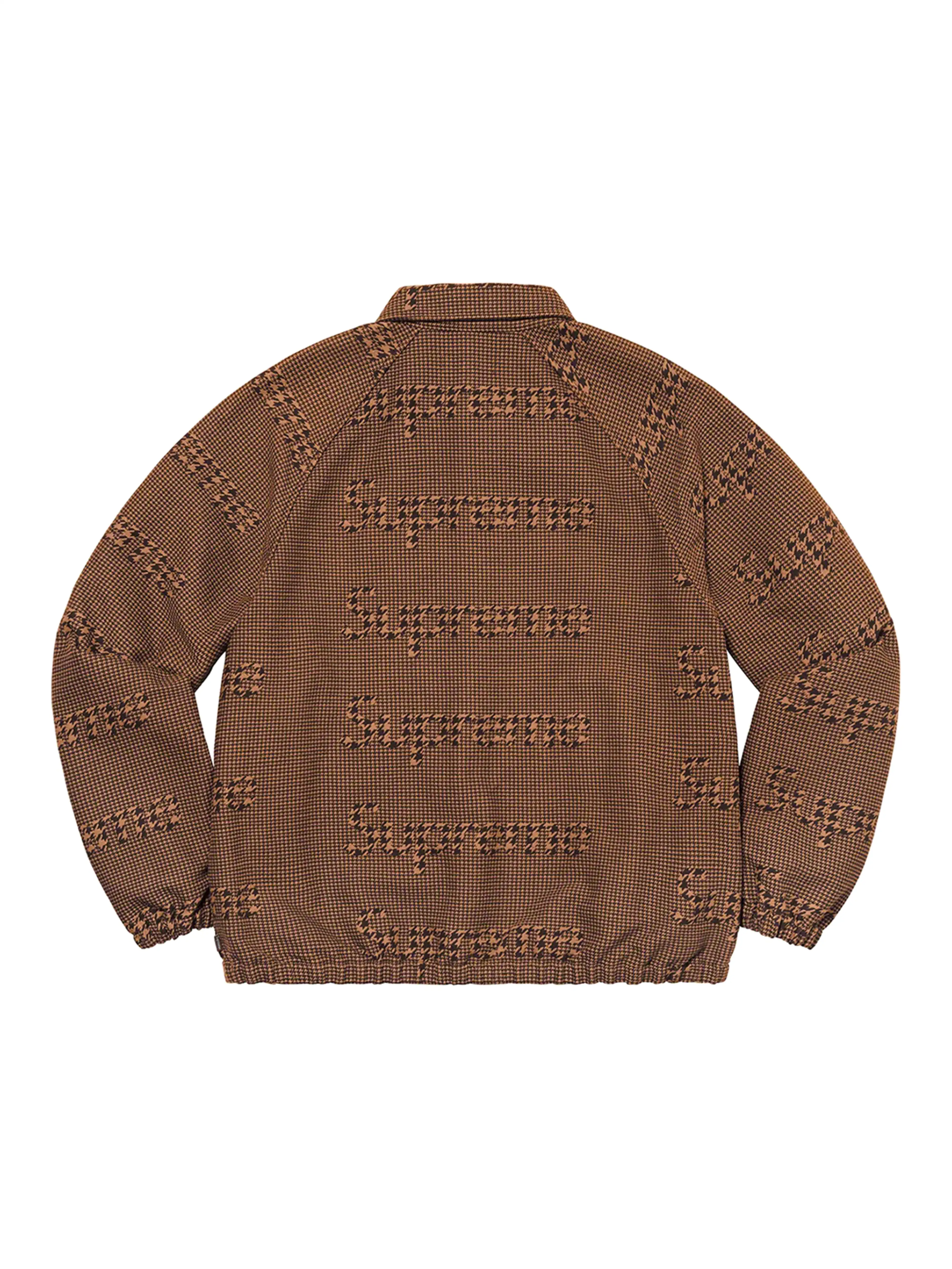 Supreme Houndstooth Logos Snap Front Jacket Brown [FW20]