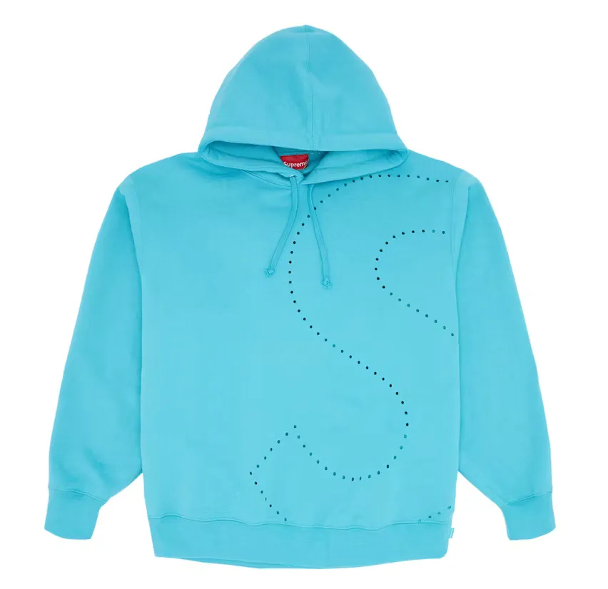 Supreme Laser Cut S Logo Hooded Sweatshirt Cyan