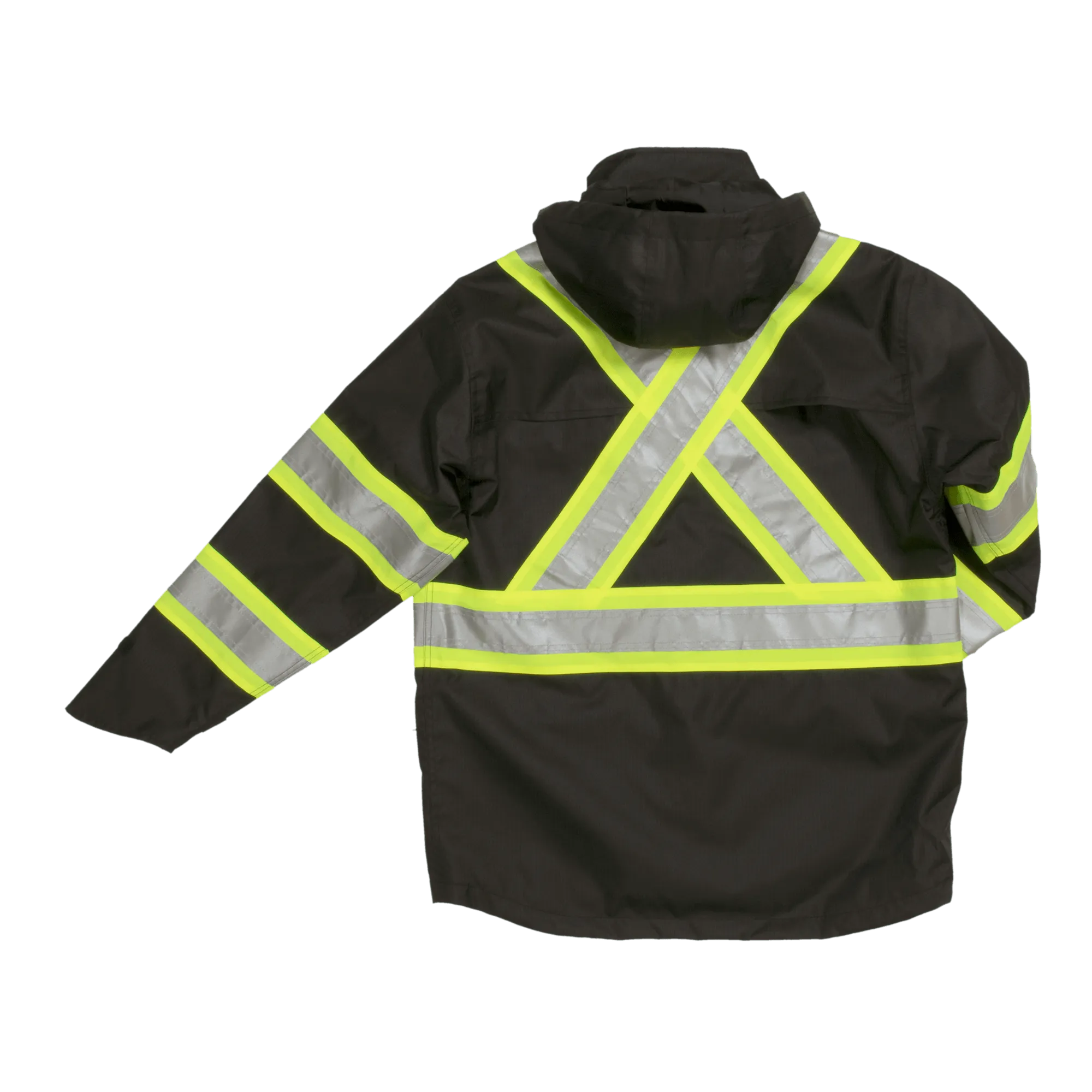 Tough Duck C1 Hi-Vis Waterproof Snap-Front Safety Rain Jacket