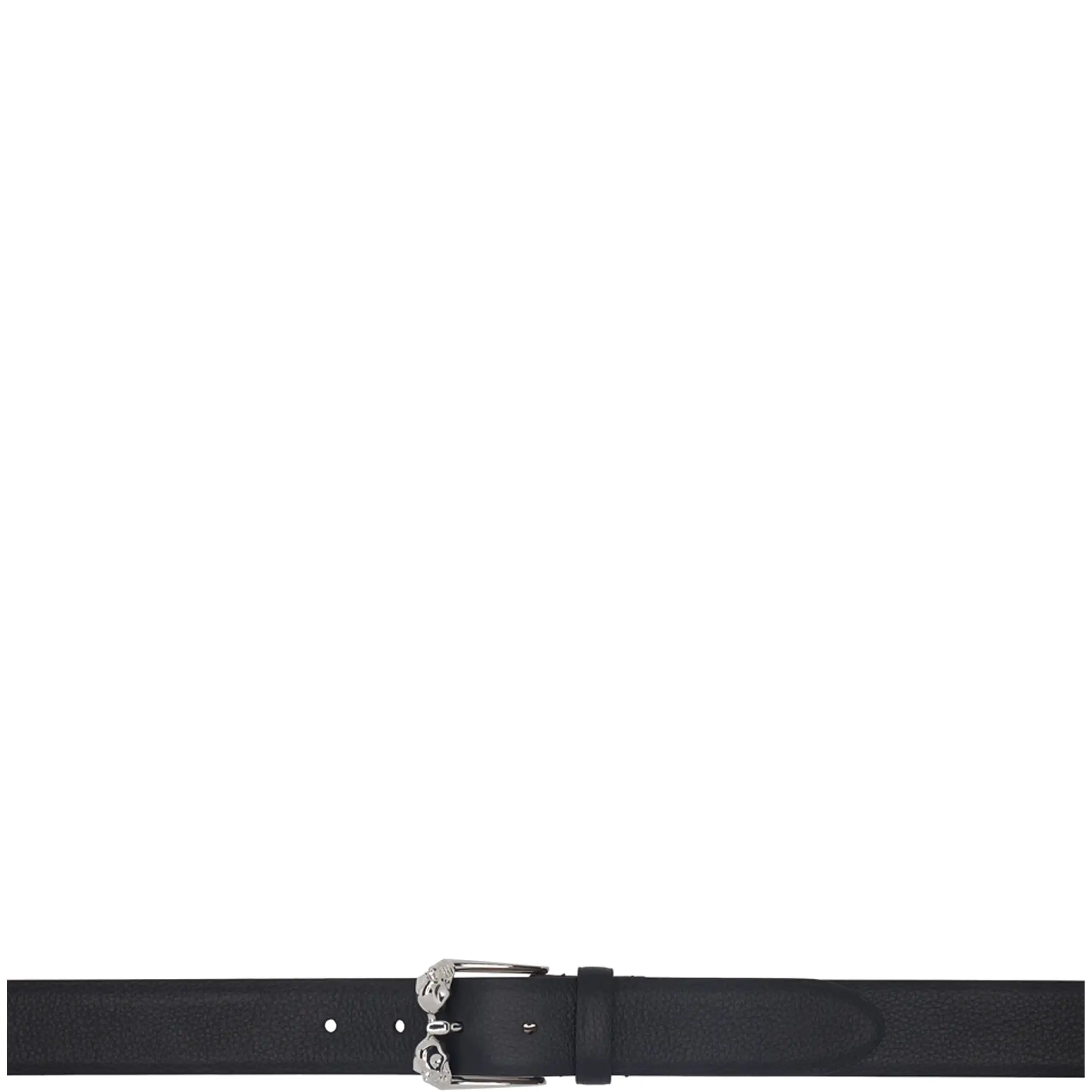 Twin Skull Belt Grained, Black/Silver