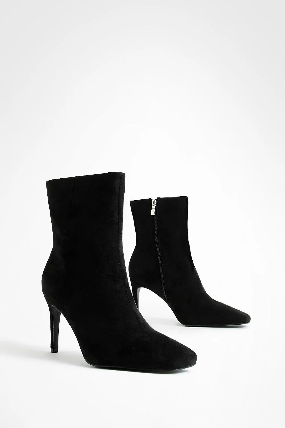 Wide Width Square Toe Stiletto Ankle Boots