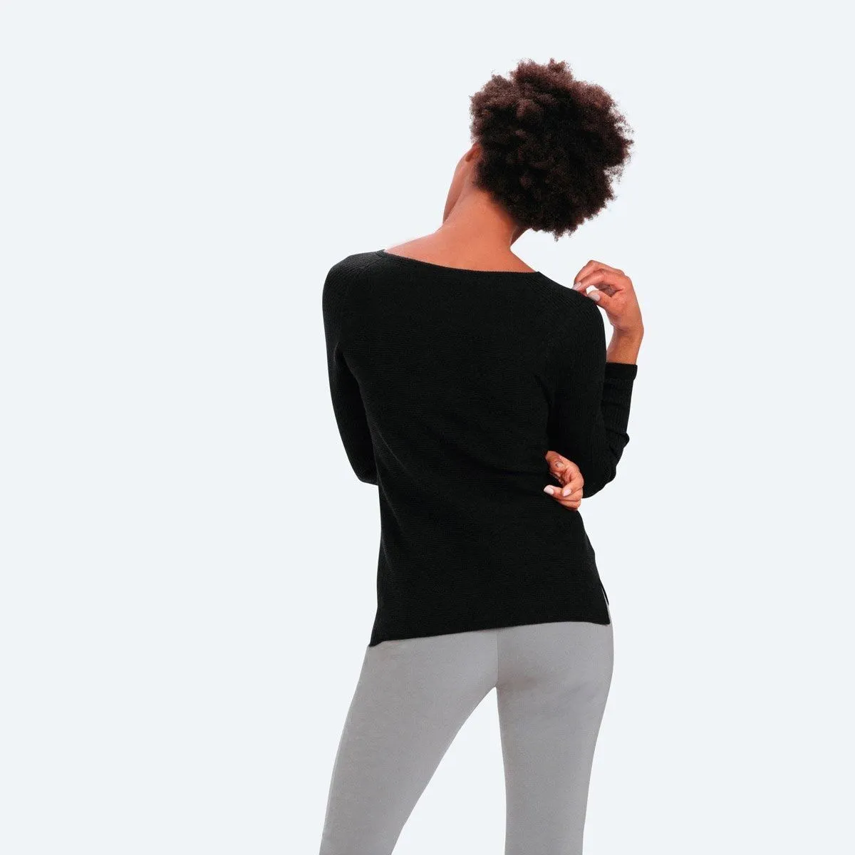 Women's 3D Print–Knit Merino Crew - Black