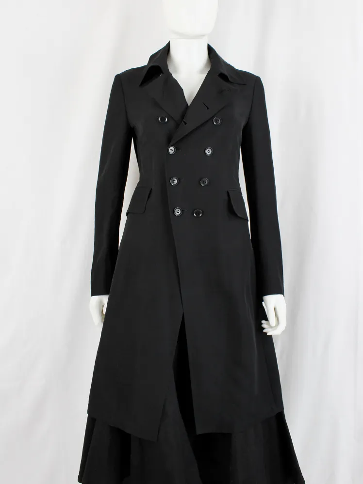 Y’s Yohji Yamamoto black long double breasted coat — spring 2010