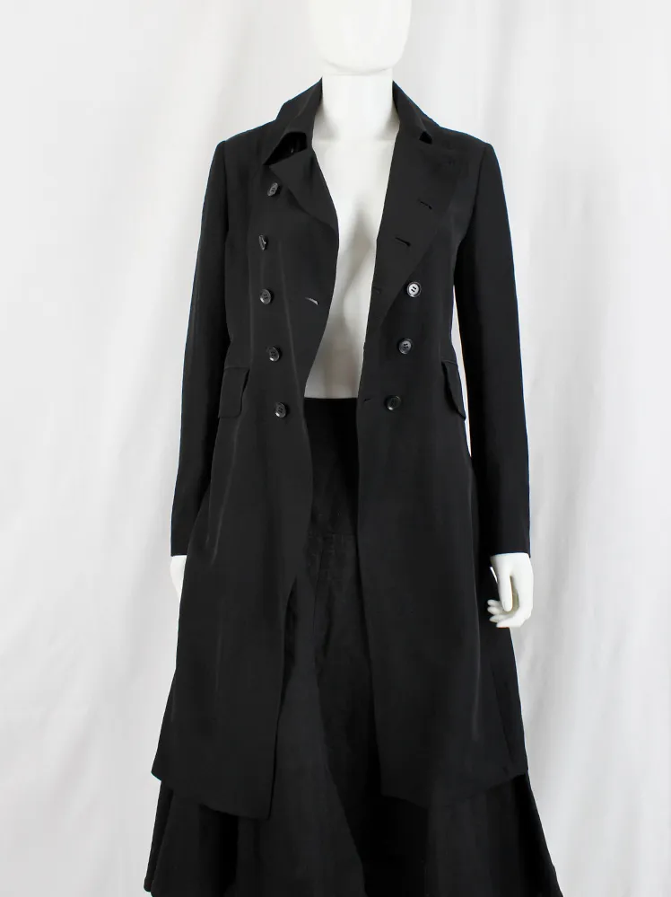 Y’s Yohji Yamamoto black long double breasted coat — spring 2010