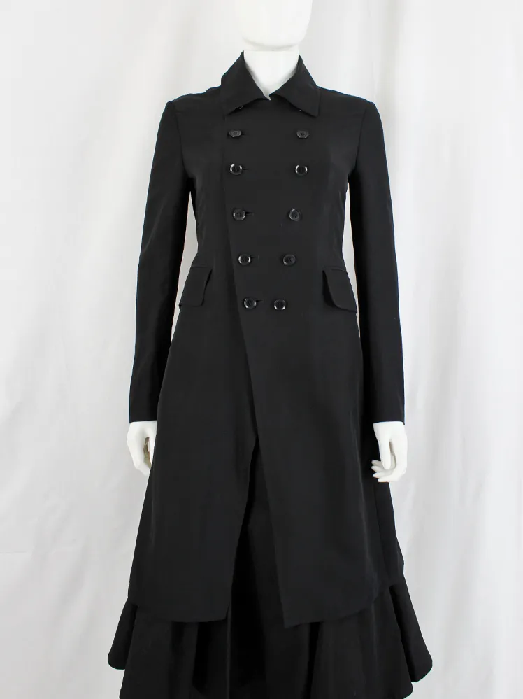 Y’s Yohji Yamamoto black long double breasted coat — spring 2010