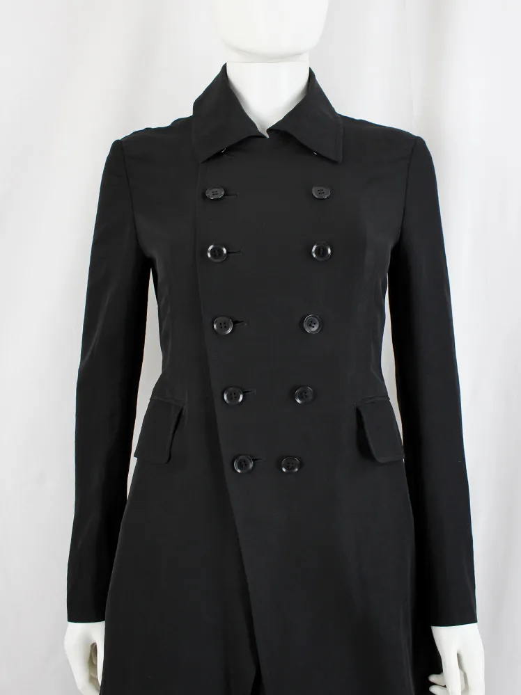 Y’s Yohji Yamamoto black long double breasted coat — spring 2010