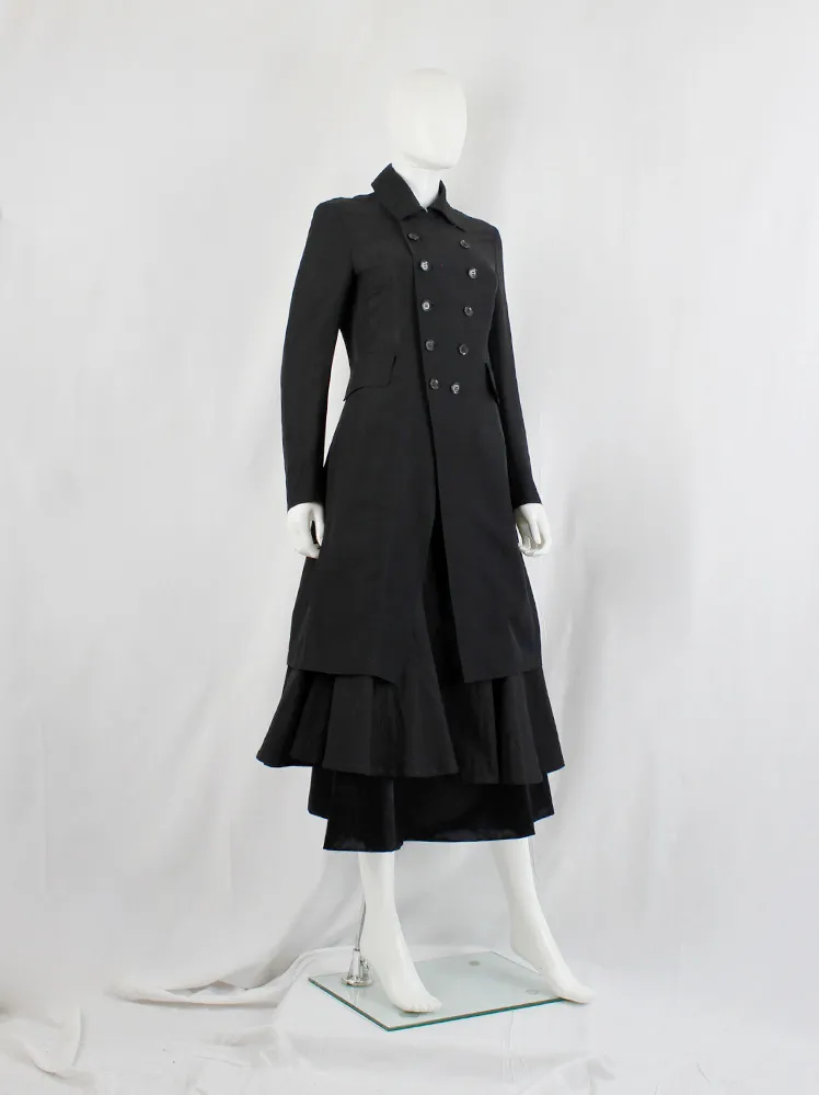 Y’s Yohji Yamamoto black long double breasted coat — spring 2010