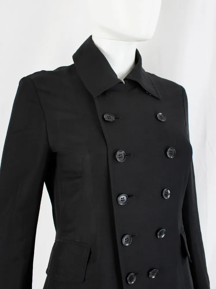 Y’s Yohji Yamamoto black long double breasted coat — spring 2010