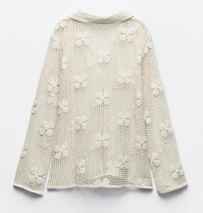 ZARA  |Flower Patterns Casual Style Long Sleeves Shirts & Blouses