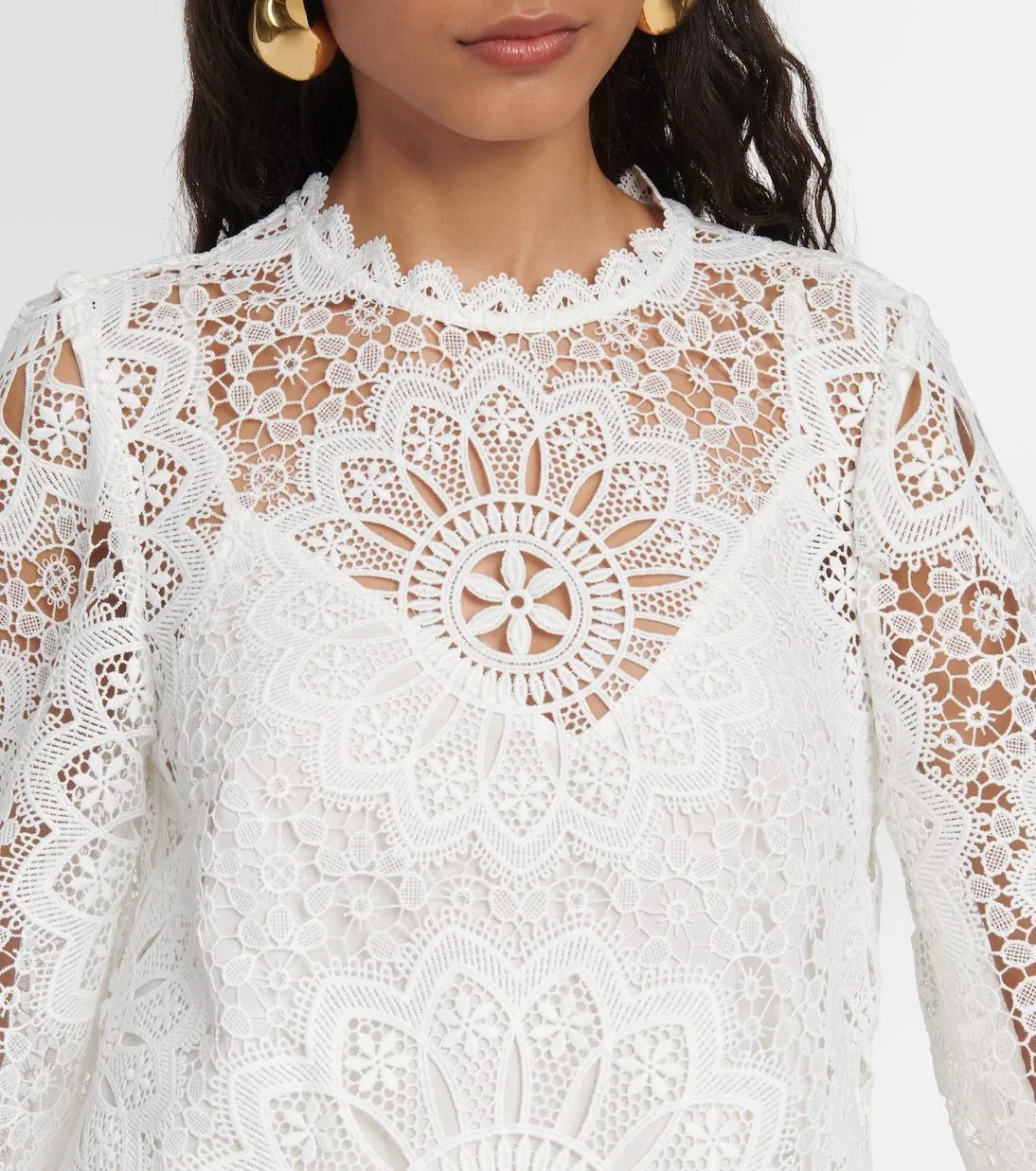 Zimmermann  |Casual Style Long Sleeves Plain Cotton Party Style Lace